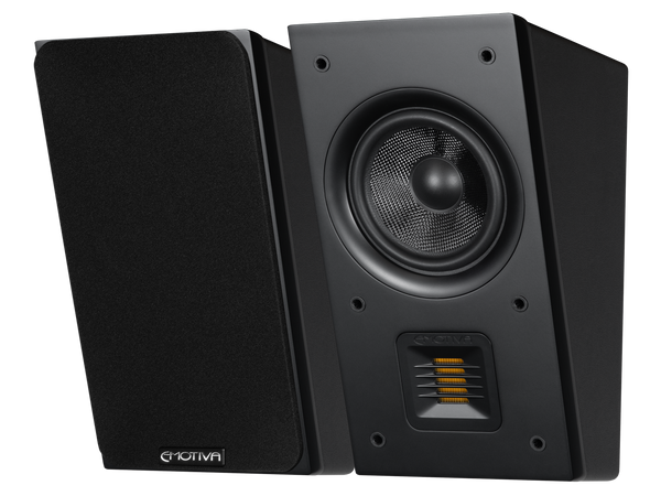 A black Airmotiv XA2 height/surround/ceiling/reflective speaker with visible tweeter and woofer.
