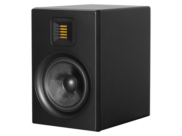 a single black Airmotiv XB2 bookshelf speaker