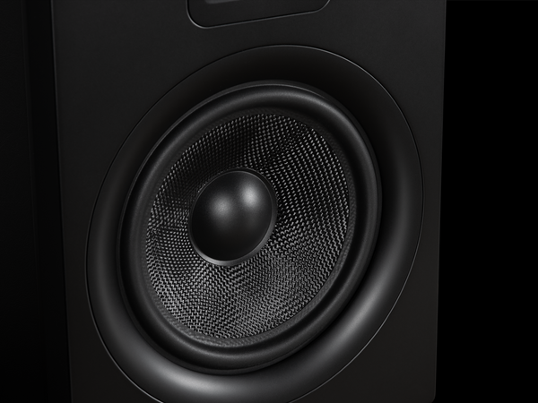 closeup front photo of the Airmotiv XB2 bookshelf loudspeakers 