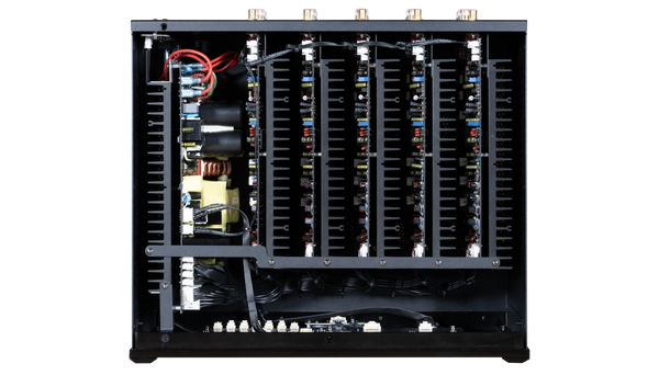 Top down photo of the inside of an XPA-5 Gen3 compact amplifier
