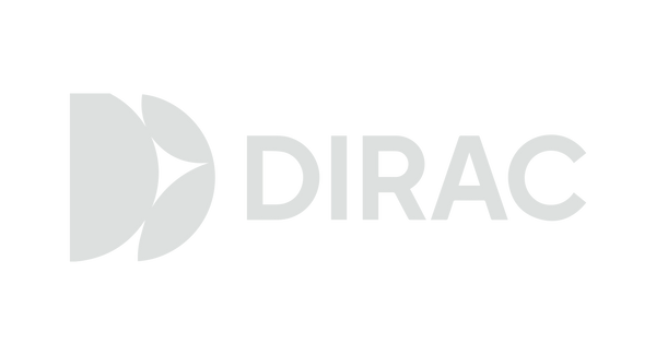 Dirac logo in gray on a white background