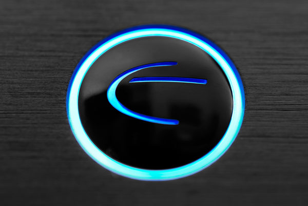 Close up photo of the XPA Power Button glowing blue